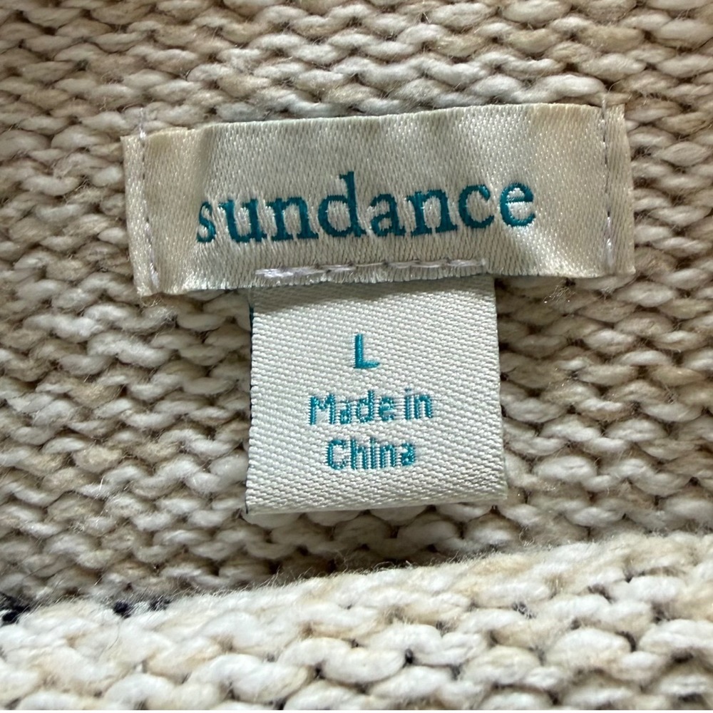 Sundance Womens Cream Black Embroidered Floral Cotton Wool Blend Sweater L - Picture 6 of 8